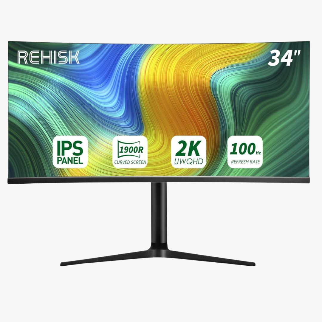 Rehisk RE-344KV1 - 34 Inch 100Hz QHD 3440 x 1440 IPS Curved Gaming computer Monitor